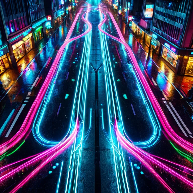 A Busy City Intersection Photographed From Directly Above On...