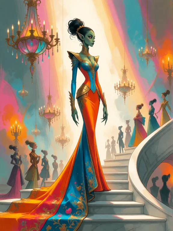 Strangedaal, A Magnificent Female Orc Stands At The Top Of A...