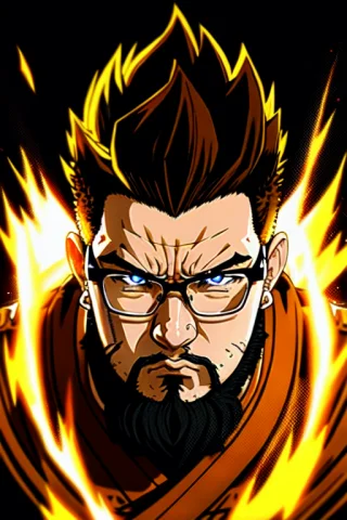 Anime Stylized Super Saiyan Anime Portrait Masculine Burly O... — Stable Diffusion AI Prompt: anime stylized Super Saiyan Anime Portrait masculine burly (OHWX man:1.2), perfe...