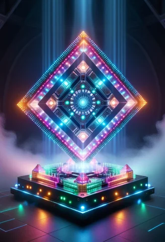 High Quality, An Alien Device Made Of Colorful Led Lights, S... — SDXL AI Prompt: high quality, an alien device made of colorful LED lights, strange asymmetric ge...