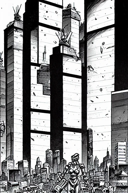 Pboldrifrpgstyle A City Robot Woman Man Buildings