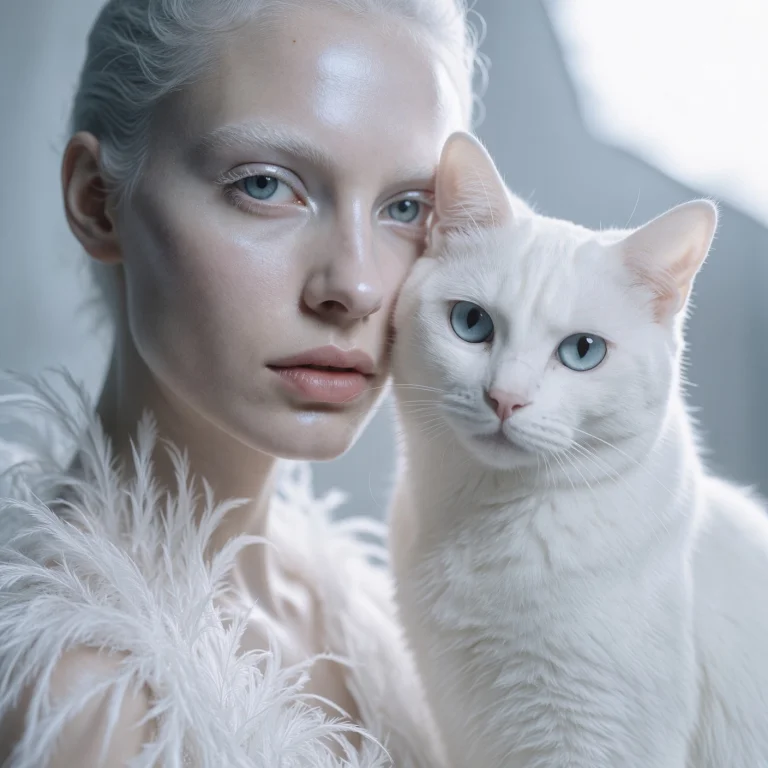 Photorealistic High-fashion Beauty Portrait, Ethereal Albino...