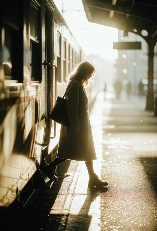 Zidiusart, A Woman Steps Off A Train Into A Wash Of Overwhel...
