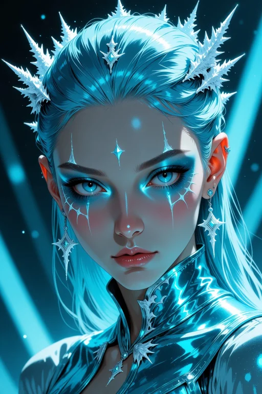 An Avant-garde, High-fashion Figure A Woman With Slick Froze...