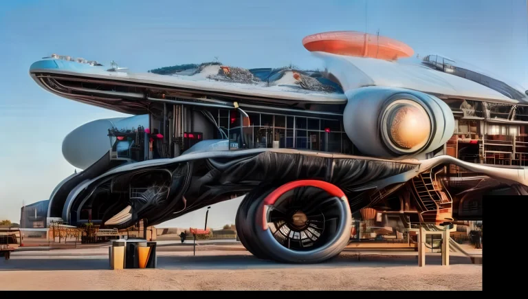 Photo, Massive Scale Sci Fi Spaceship On The Launchpad, Styl...