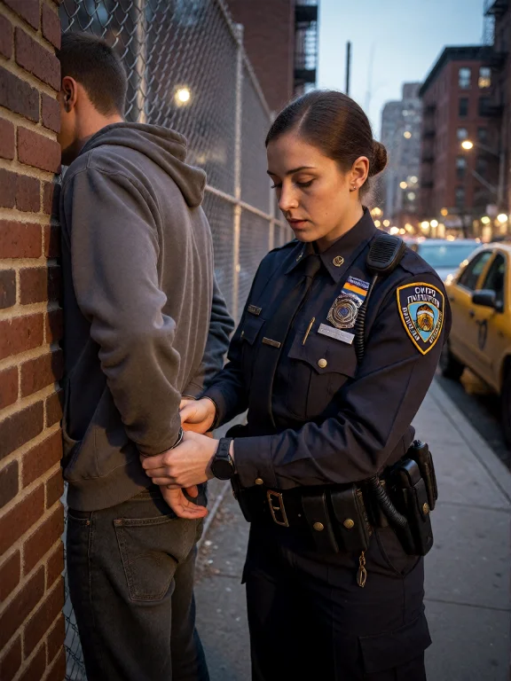 Cinematic Scene In A New York Street Corner At Dusk. A Femal...