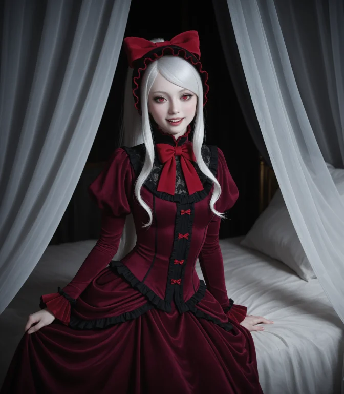 1girl, Solo, Shalltear Bloodfallen, Pale Skin, Fangs, Long W...