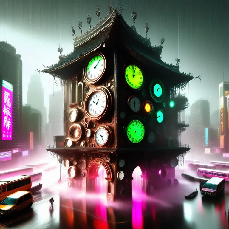 Cinematic Wide Shot Of A Rain-drenched Modern Chinese Megaci...