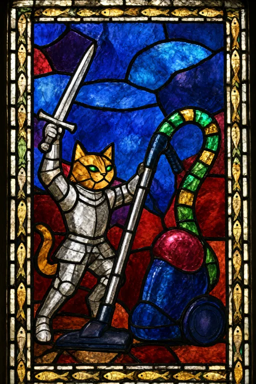 A Medieval Stained Glass Window Glowing With Sunlight Shinin...