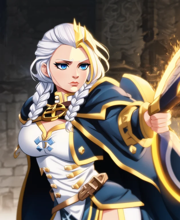 Best Quality, 1girl, Standing, Casting Spell, Magic, Blue Ey...