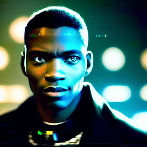 Vhs Footage Protogen Cyberpunk Portrait Photo Of A Black Man