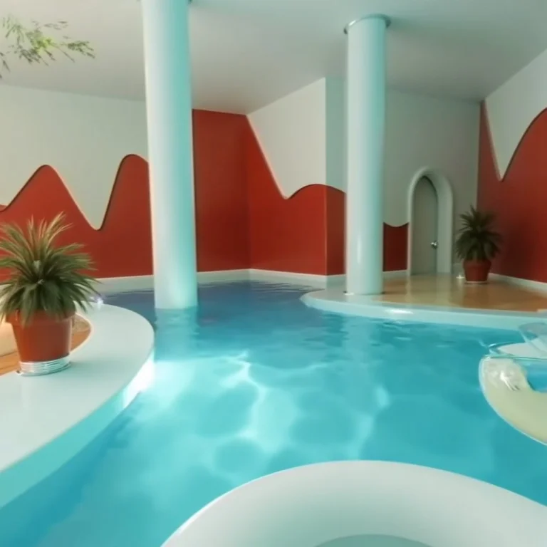 Dpstyle, Indoor Lazy River, Round White Column, Wall Mural O...