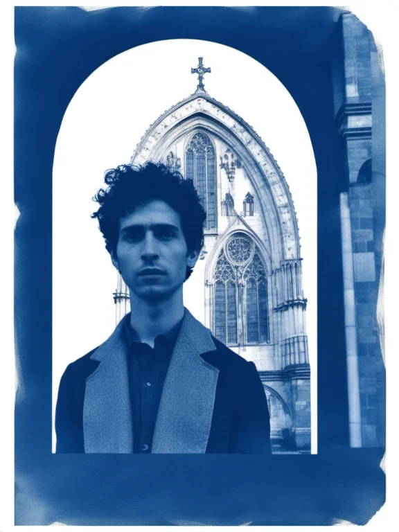 Cyanotype,a Cyanotype Print Showing The Side Profile Of A Ma...