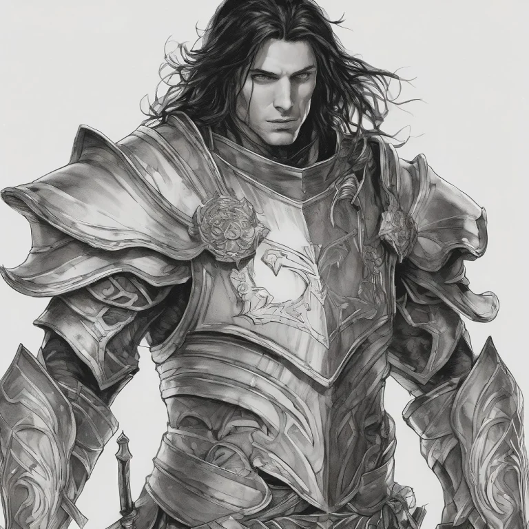 A Cleric In Full Armor, Young Male Human,, Long Black Hair,...