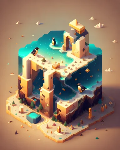 Cubic Penguin Finding A Treasure Chest On A Puzzle Map, Tren... — Stable Diffusion AI Prompt: cubic penguin finding a treasure chest on a puzzle map, trending on artstation,...