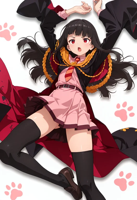N3r1m4k1dacnr, 1girl, Long Hair, Black Hair, Red Eyes, Blunt...