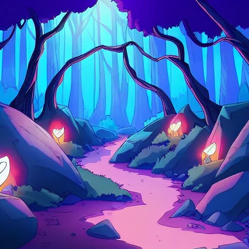 A Beautiful Photo Of A Forked Path In A Forest With Glowing...