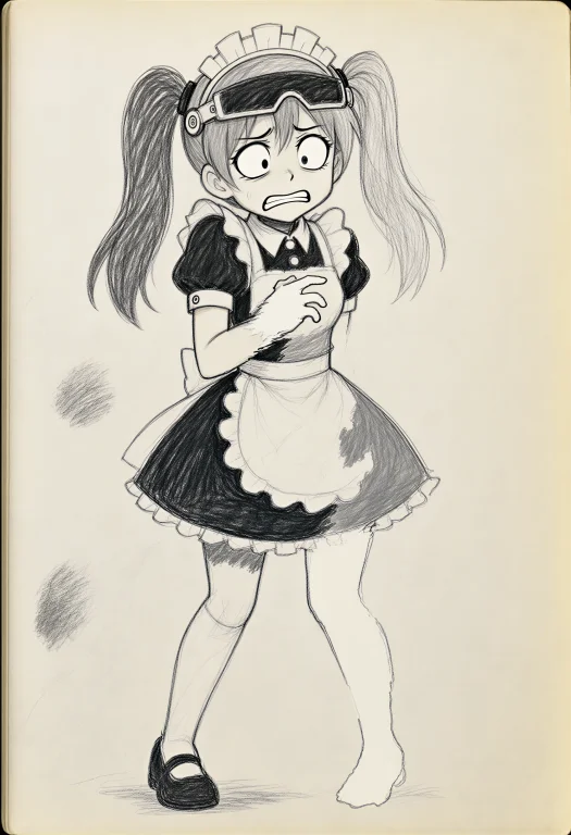 A Single-frame Dark Comedy Illustration Of One Robot Maid Gi...