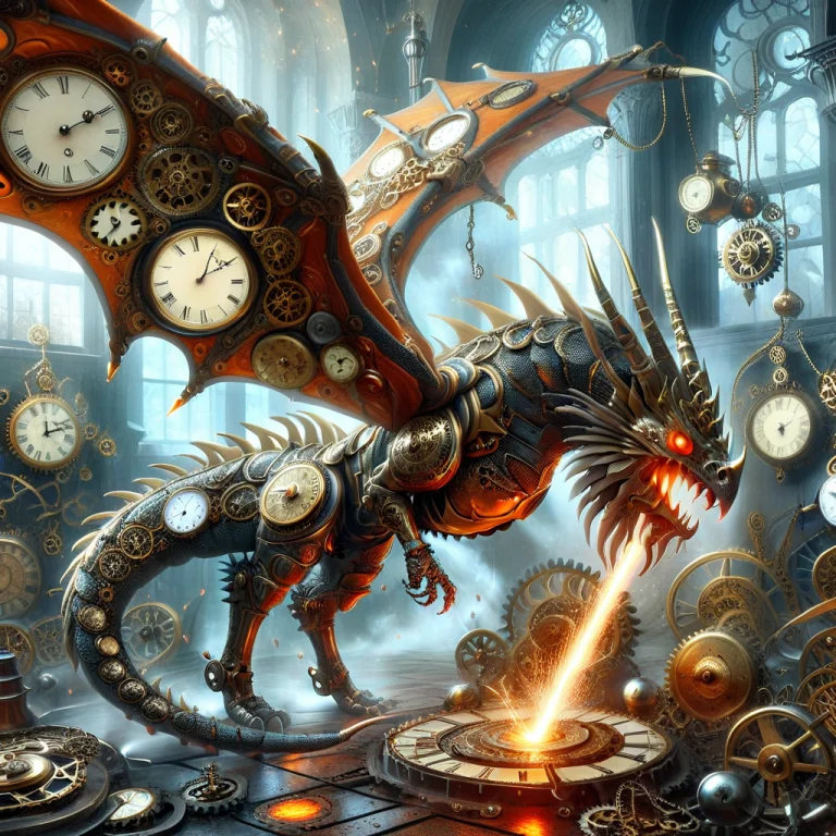 An Epic Duel In A Vast Workshop. A Sleepy Clockwork Knight,...