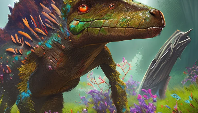 Splash Art, Close-up Portrait Of A Stunning Jurassicpunk Cav...