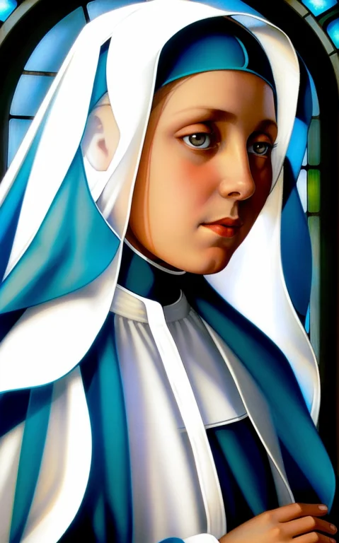 Loratdlp0.6 Painting Of A Beautiful Young Nun In Profile Vie...