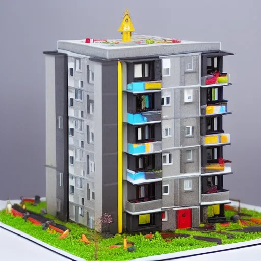 Photo Of Gray Long Khrushchevka1.3 Building On Birthday Cake...