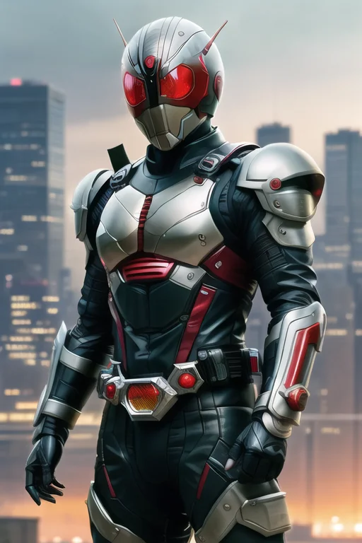 Medium Shot Of Kamen Rider,side Lighting,rim Lighting,shallo...