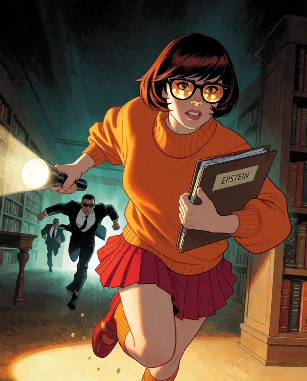 Velma Dinkley Being Chased By Men In Black In A Dimly Lit Re...
