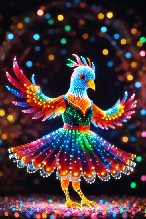A Fancy Bird In A Cute Dress Throwing A Yyy.. Led,colorful L...