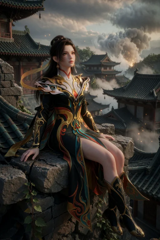 8kcg Jinlingshengmu,1girl,brown Eyes,facial Mark,black Hair,...
