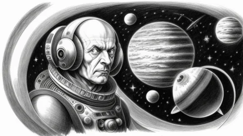 Sci-fi, Sketch, Planet, Spaceship, 60x Style, Instruments, P... — Stable Diffusion AI Prompt: sci-Fi, sketch, planet, spaceship, 60x style, instruments, pencil drawing, black...
