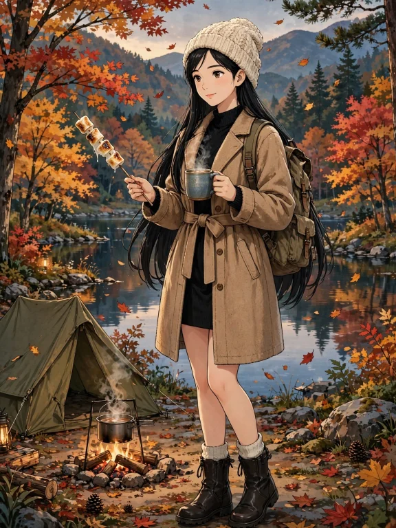 Anime Style Illustration Of A Beautiful Young East Asian Wom...