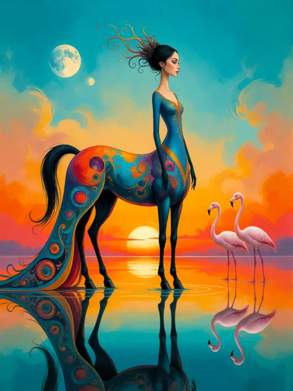 Strangedaal, A Beautiful Centaur Model Stands In A Shallow M...