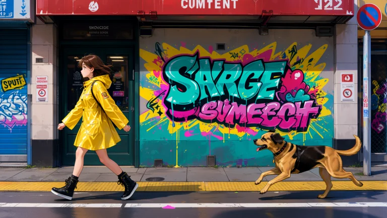 Urban Street Photography Style Of A Woman In A Yellow Rainco...