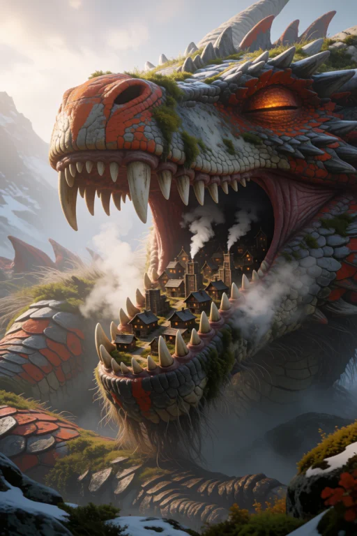 A Colossal Ancient Dragon Sleeping In A Vast Mountain Valley...