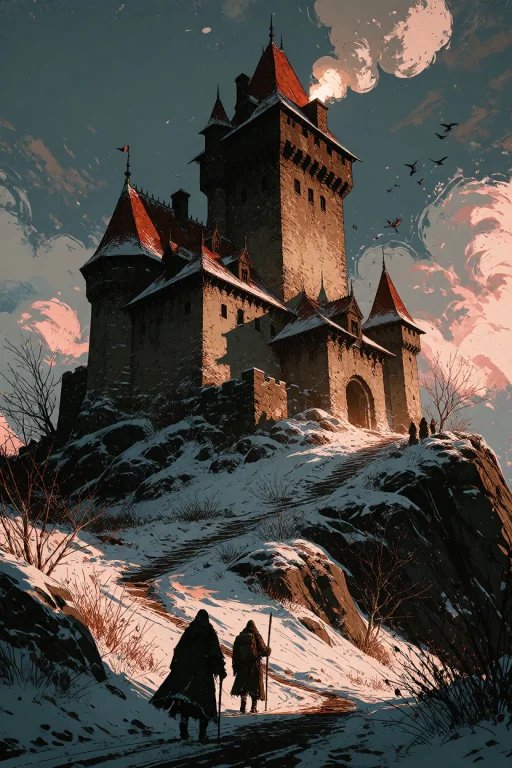 Ta86inkriot, Thin Black Outlines, A Painterly Landscape Illu...
