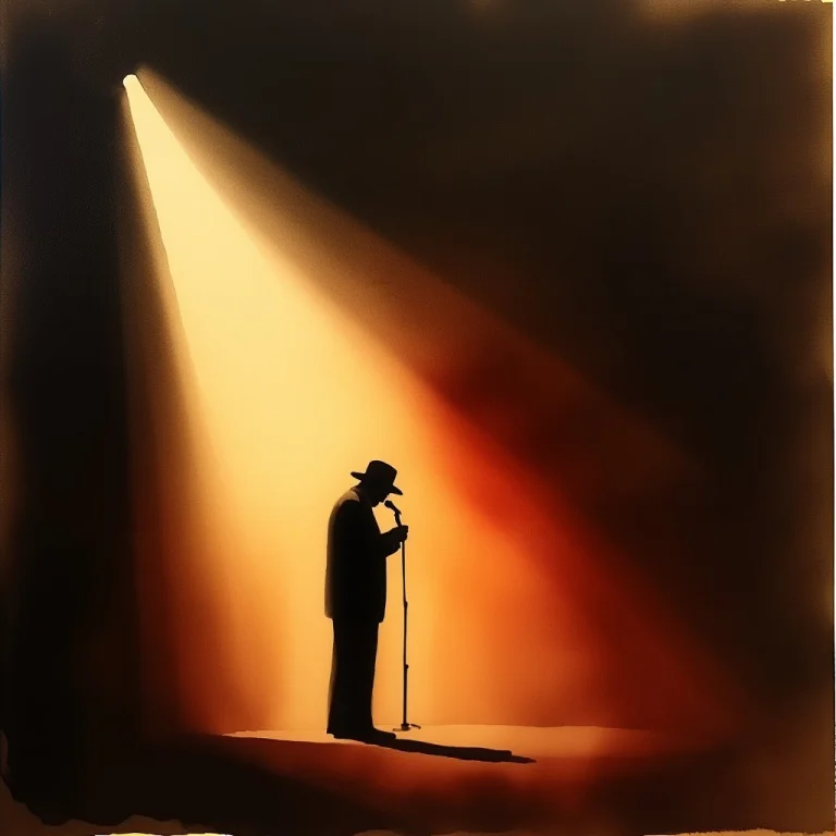 A Jazz Singer Under A Single Stage Spotlight, Ink Wash Paint...