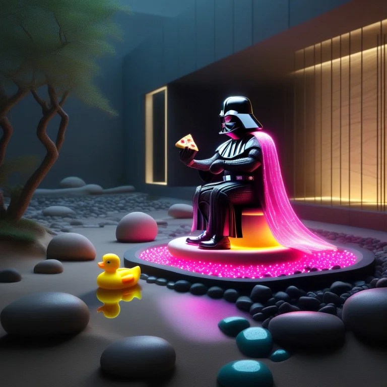 A Minimalist Zen Garden Where Darth Vader Sits On A Toilet,...