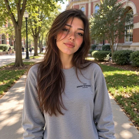 Alyssavx Outdoors Walking On A Campus, Candid Realistic Phot... — FLUX AI Prompt: alyssavx outdoors walking on a campus, candid realistic photo, full body, natura...