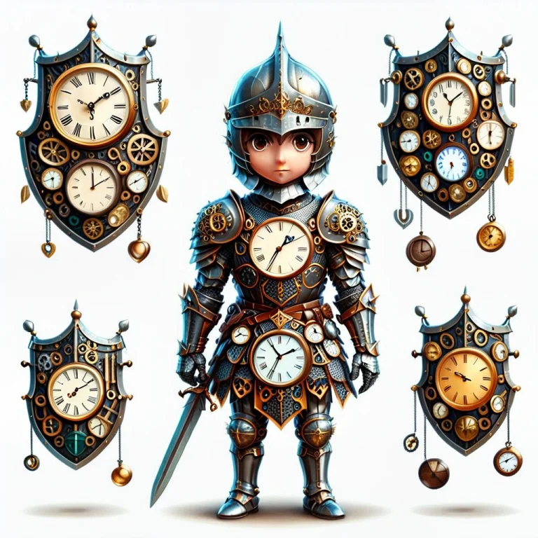 A Chibi Knight, Armor Made Of Clocks