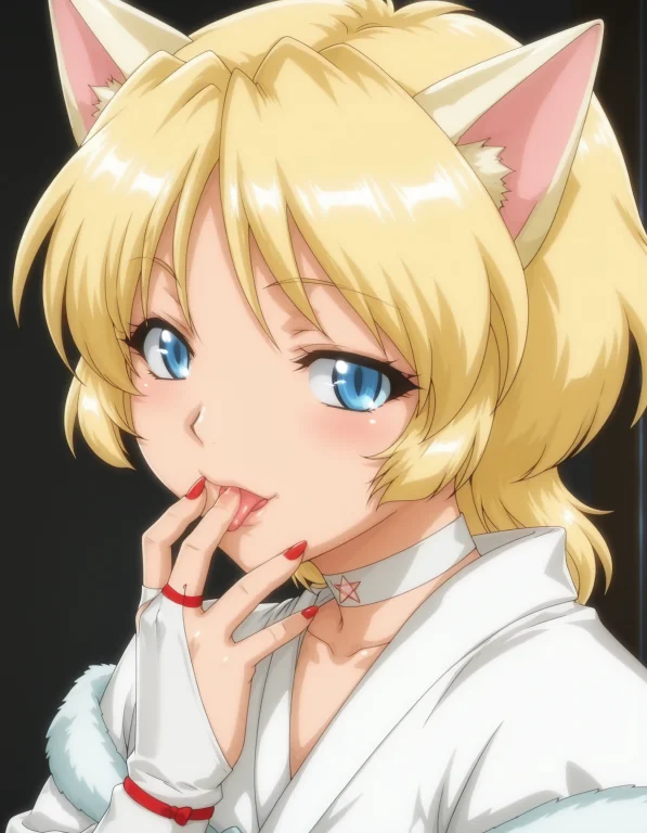 1girl,byakko,blonde Hair,cat Ears,blue Eyes,fang0.7,choker,j...