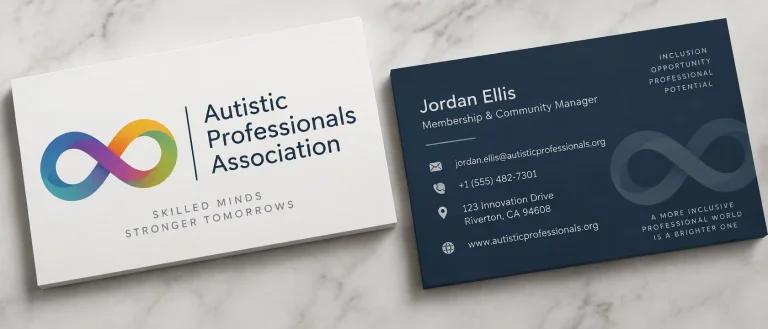 Autistic Professionals Association Business Cards, With Fict...