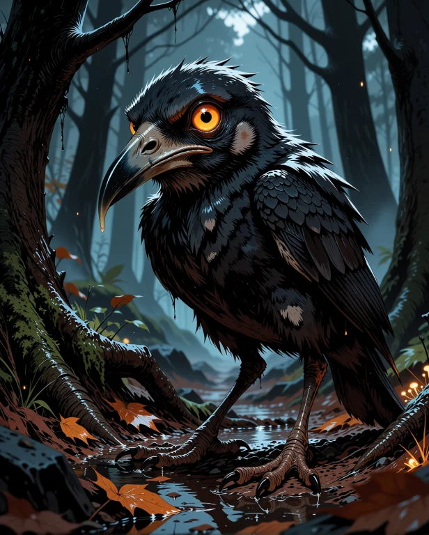 Close Reinterpretation As A Dark Storybook Oil Painting, A S...