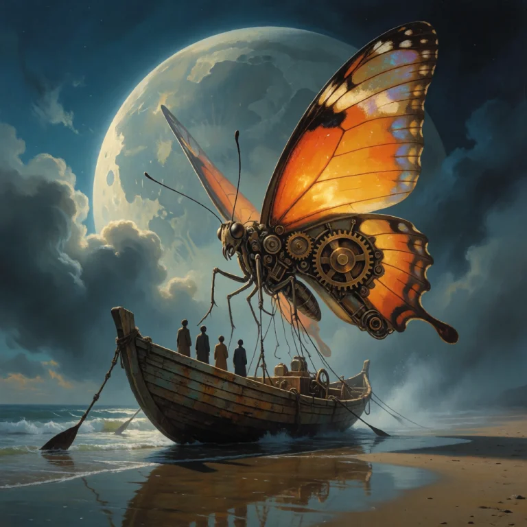 Surrealist Digital Fantasy Illustration, A Colossal Steampun...