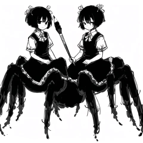 Loraarachne-1arachne-2--retrohamavasjunrifl--09-011.0, Arach... — Stable Diffusion AI Prompt: , (arachne:1.0), full body, 2girls, calligraphy, calligraphy brush, comic, doyag...