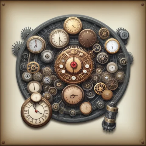 Cat Clock Faces Circular Dials With Hands And Numerals. Met... — SDXL AI Prompt: Cat Clock faces — Circular dials with hands and numerals. Metal gears — Interloc...