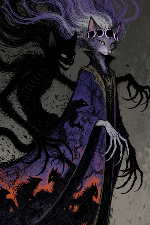 An Anthropomorphic Cat Sorceress Whose Shadow Has Become An...