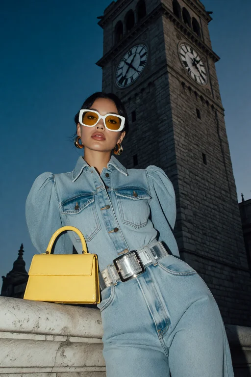 Highleveldescriptiona Low-angle Fashion Portrait Of A Chic W...