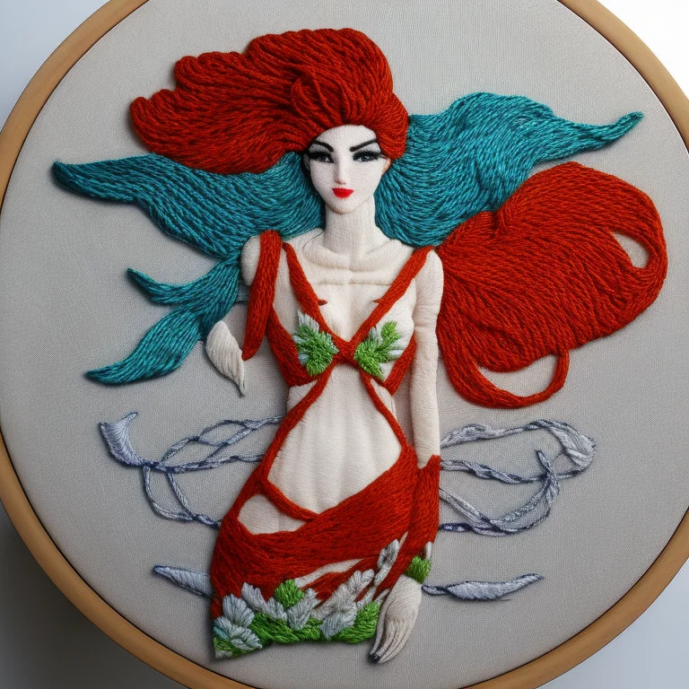A Siren, Full Body, Embroidery By Embarg