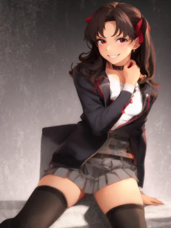 Masterpiece, 1girl, Tohsaka Rin, Solo, Zettai Ryouiki, Smile...